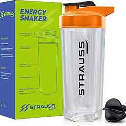 Strauss Energy Shaker Bottle, White Shade, (Orange)-image-1