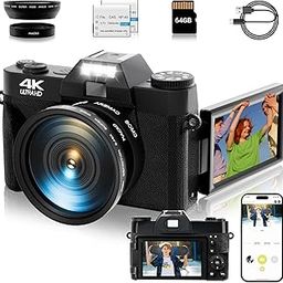 Vlogging Camera,4K 48Mp Digital Camera For Photography,16X Digital Zoom,Vlogging Camera For Youtube With180 Degree Flip Screen,Wide Angle Lens,2 Batteries And 64Gb Micro Sd Card(Black)-image-55