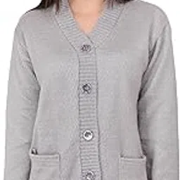 manra Women V-Neck Casual Wear Stylish Cardigan Sweaters with Front Pockets for Winter wear (Women Baby Soft Pocket/40/ Light Grey)-picture-20