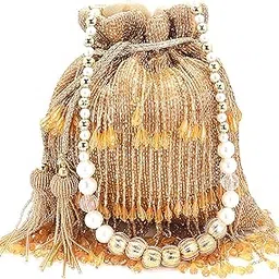 swisni Long Fringes Potli Bag Ethnic Potli ||Embroidery Traditional Occasional Potli ||Embellished Handmade Embroidered Potli Bag-picture-31