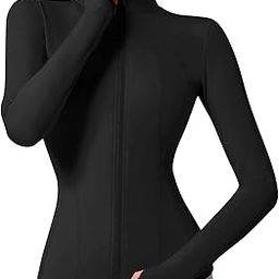Zip UP Solid Sports Lightweight Track Workout Cropped Athletic Slim Fit Jacekts with Thumb Holes-image-60