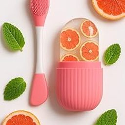 EVNYAN Silicone Face Scrubber and Ice Roller For Face Massager Combo (Reusable Ice holder & 2 in 1 Facial Cleansing Brush) Face Wash Brush for Pore Cleansing, Multicolor, Combo-23