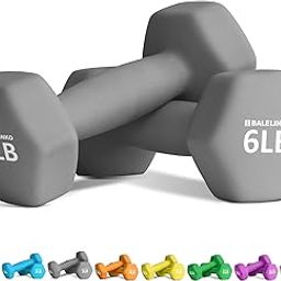 Balelinko Home Gym Equipment Workouts Strength Training Weight Loss Pilates Weights Yoga Sets Free Weights for Women, Men, Seniors and Youth, 6LB Gray, Pair-image-77