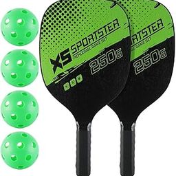 AMIQUS Pickleball Paddle Set, 2 Paddles with 4 Green Balls, 40 cm x 20 cm, Black and Green-picture-12
