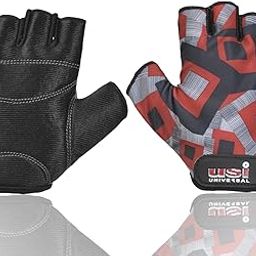 USI Universal Gym Gloves, 733BR Bouncer Fitness Gym Gloves, Workout Powerlifting Gloves, Microfiber, Padded Palm, Digital Printed Back Palm (XL, Red)-image-88