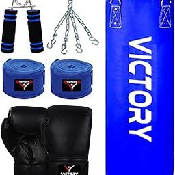 Victory Unfilled Heavy Punching Bag with with Boxing Glove and Boxing Hand Wrap and Hand Grip and Solid Hanging Chain, Synthetic Leather (3 Feet) Boxing Kit-picture-4
