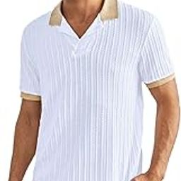 Textured Knit Polo Shirt with Contrast Collar and Cuffs (5245)-image-67