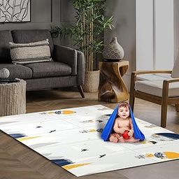 TARKAN Extra Large Reversible Baby Play Mat, BPA Free Learning & Crawling Foldable Foam Mat (6.5x5 ft, 0.6cm Thickness) Elephant-Parachute-10