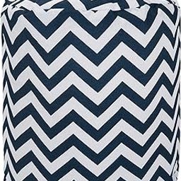 Majestic Home Goods Navy Chevron Indoor/Outdoor Bean Bag Ottoman Pouf 16" L x 16" W x 17" H-image-47
