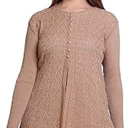Woollen Women's Long Cardigan(9060CamelM)-image-73