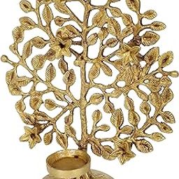 Two Moustaches Brass 8 Inches Bodhi Tree Tea Light Holder, Brass Bodhi Tree Diya, Kalpvriksha Tree, Diyas for Home Decor, Antique Yellow-image-69
