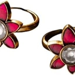 925 Sterling Silver Kundan Jadau Toe Rings, Swarna Detailed Ruby Kundan Toe Rings, Well Stamped with 92.5, Minimalistic Piece,-image-15