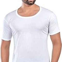 Men's Cotton Premium Half Sleeve White Vest - Multiple Packs # RNS # Sleeved Vest # Premium Wear #-image-82