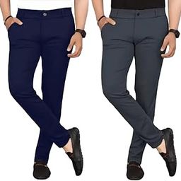 Men's Slim Fit Formal Trousers with Mid-Rise Waist and Lycra Blend | Solid Pattern and Button Closure | Ideal for Office, Business, and Everyday Wear-image-6