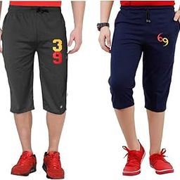 Manohunt Mens combo Three Fourth 39 & 69 (Large, Navy, B.milange)-image-71