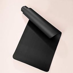 BROGBUS Yoga Mat for Men and Women NBR Material with Carrying Strap, Extra Thick Exercise Mats for Workout Yoga - Black-image-95