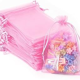25PCS Sheer Drawstring Gift Bags Jewelry Pouches for Christmas, Jewelry, Wedding Party, Baby Shower Favor Bags (Pink)-picture-28