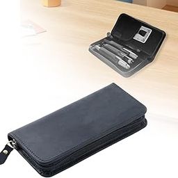 THE STYLE SUTRA Vintage Leather Pen Case Sturdy Pen Pencil Pouch for Coupons Cards Employees Black-image-80