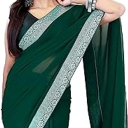 Women's Georgette Solid Ready To Wear one Minute Saree With Unstitched Blouse Piece-image-58