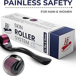 K2J Derma Roller System with Microneedles, Purple Titanium Head, Black Ergonomic Handle, for Facial Skincare-image-80