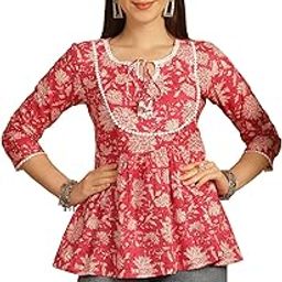 rajnandini Women's Pure Cotton Regular Fit Floral Printed Short Top (JOPLJPR740-P _P)-picture-13