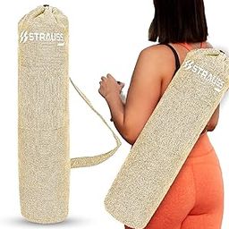 STRAUSS Breathable Jute Yoga Mat Bag with Shoulder Strap | Washable & Durable Yoga Mat Cover Bag | Travel, Yoga & Gym Shoulder Bag | Along with Side Pocket | Ideal for Men & Women, (Cream)-image-77