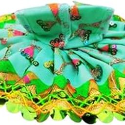 DEV POOJA STORE Janmashtami Special Fancy Laddu Gopal Ji Poshak Set – Traditional Fancy Dress for Bal Gopal/Kanha Thakurji Idol/Handcrafted Outfit Dress Size (1,5 inch, Green)-17