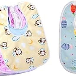 Tinny Tots Baby Waterproof Cotton Feeding Bibs Apron Reusable Durable Long Lasting for Babies Girls Boys Drool Bibs with Snaps Set Combo-11