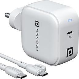 Portronics 45W Adapto 45C Type C SuperFast Charger Adaptor with Type C Cable, Best for Nothing,iPhone,Samsung Galaxy S24/S23/S22/S21/S20 (Ultra/Plus/Fe), Note(All Series), Z Fold/Flip/S/A/F/M Series-23