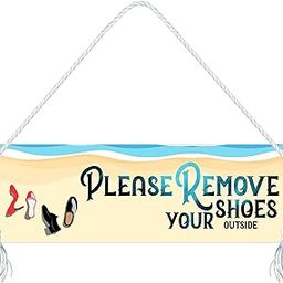 Blue Finch Please Remove Your Shoes Outside Wall Or Front Door Hanging Sign Board For Shop, Office and Home Door Hanging-7