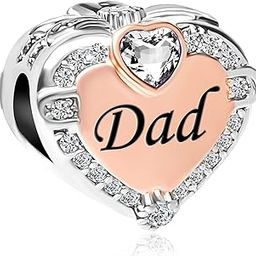 Rose Gold Heart Mom Dad Wife Auntie Nana BFF Charm Compatible With Pandora Charms Bracelets, Metal, No Gemstone-image-26