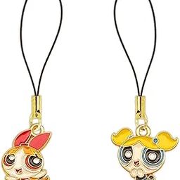 Pack of 2 Power puff Girls Blossom Bubble pendant phone charms aesthetic for girls women backpack hanging keychain key ring gold accessories necklace bracelet clasp thread Ornament decor Smart combo-image-66