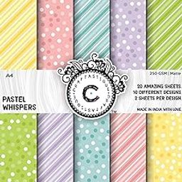 Pastel Whispers Scrapbooking Paperpack (20 Sheets | 250 GSM) (A4) | Decorative Pattern Paper for Art and Craft DIY Greeting Card Paper Texture Sheets Scrapbook Sheets-picture-31