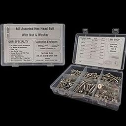 Rpi shop - M6 Assorted Hex Head Bolt, Nickel Finish, 5 Different size(12mm, 15mm, 20mm, 25mm, 30mm) Each 25 Pcs With Nut And Washer Total 375 Pcs-0