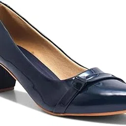 shuz touch Blue Classic Patent Block Heels-picture-35