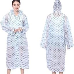 Women|Girls EVA Transparent Raincoat Hooded Outdoor Water Resistant Portable Rainsuit (Blue)-image-54