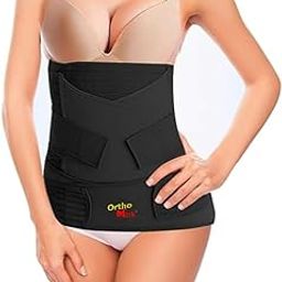 ORTHO MARK 3 in 1 Postpartum Belly Band Post Pregnancy Abdominal Belt for Women After Birth Belly/Waist/Pelvis Wrap Postnatal Shapewear, Tummy Reduction Black, Size L-image-109