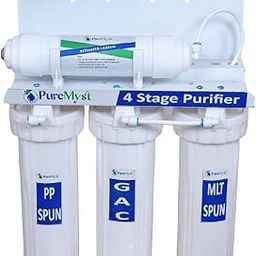 PureMyst 4 Stage Gravity Base Non Electrical Water Purifier With Active Carbon Cartridge Without RO Filter White-image-22