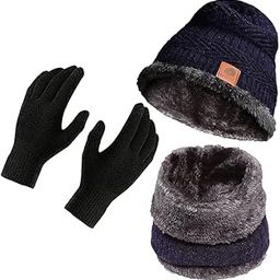 Winter Cap set, Woolen Cap, Beanie Cap, Winter Gloves, Mufflers and Neck Warmer Winter Clothes for Women and Men-image-8