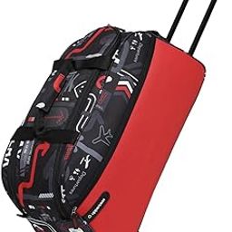 Polyester Jfk 62 Duffle Trolley Bag| Dust Resistant Travel Bag| Spacious Main Compartment| Smooth Wheels| Quick Front Pocket Access| Duffle Bag For Women & Men| 1500 Days Warranty (Red)-picture-43