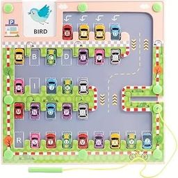 Voroly Wooden Magnetic Maze Board Parking Theme Alphabet Learning Toys for 3 4 5 Years Old Boys and Girls, Sensory Toys Fine Motor Skills Educational Toys for Toddlers Preschool Learning Activities-image-21