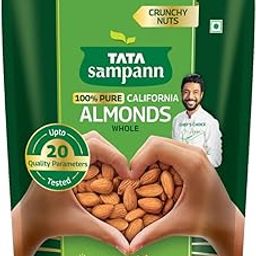 Tata Sampann Pure California Almonds/Badam Whole, 200g, Real Nuts, High in Fiber, Badam Giri, Rich in Protein, Magnesium, Phosphorus and Dietary Fibre, Nuts & Dry Fruits, Value Pack-4
