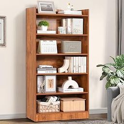 ABOUT SPACE Bookshelf for Home - 6 Tier Book Rack for Study Room | Open Book Shelf for Office, Library, Bedroom, Living Room - Engineered Wood Display Shelf (Teak - L 71 x B 24.5 x H 137.5 cm)-61