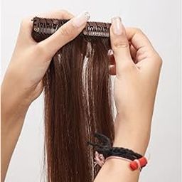 100% Human Hair Topper for Women with Clip-In Scalp Base | Natural Look Hair Extensions for Thinning Crown & Hair Volume | Soft, Lightweight Clip-on Wig Patch – Brown(Pack of 1)-image-69