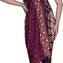 Women's Rayon Wrap Sexy Bikini Cover up Cruise Wear Clothing Beach Wear Sarong Swimwear Cover Up Pareo (Blue, Free Size)-image-40