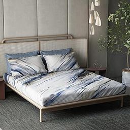 DDECOR Live beautiful Cotton King Bed Sheet Set with 4 Pillow Covers (274 CM X 274 CM, Blue) Digital Print Contemporary 180TC GSM-picture-36