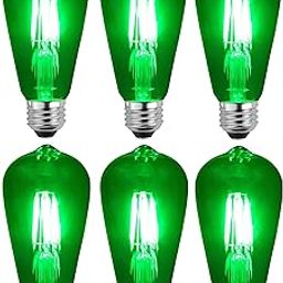 Vintage Edison LED Filament Decorative Bulb (4 Watt) E26/E27 Screw Holder Base, Clear Glass, GREEN LIGHT (PACK OF 6)-image-16