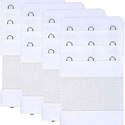 White Bra Extender 3 Hooks, Rows Elastic Bra Band Hook Strap Extensions For Women, Pack Of 4-12