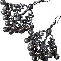 Oxidised Silver Flower Jhumka Earrings with Rustic Vintage Look – Traditional Ghungroo Dangle Earrings for Women and Ethnic Wear-image-41