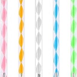 RUBYFACE -5 pc 2 Way Dotting Pen Tool, Nail Art Tip Dot Paint Manicure kit, Multi-colored Nail Dotting Tool Set-40
